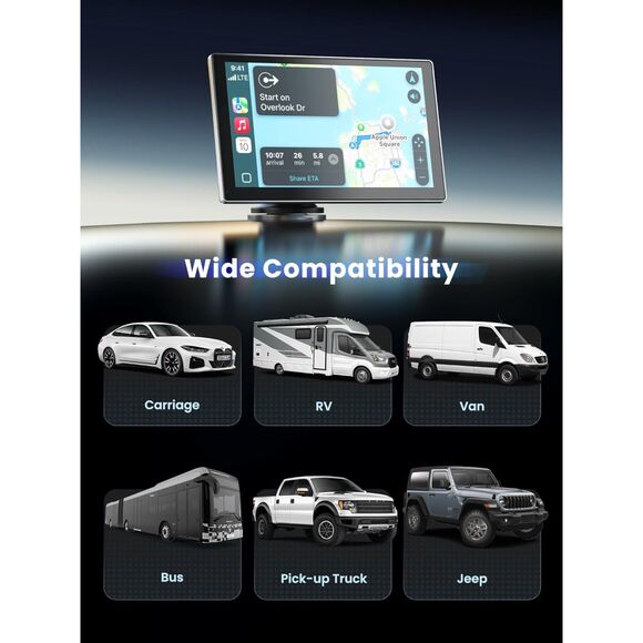 Carplay Screen for Car, 9 Portable Wireless Android Auto, 4K Dash Cam - Picture 4 of 8